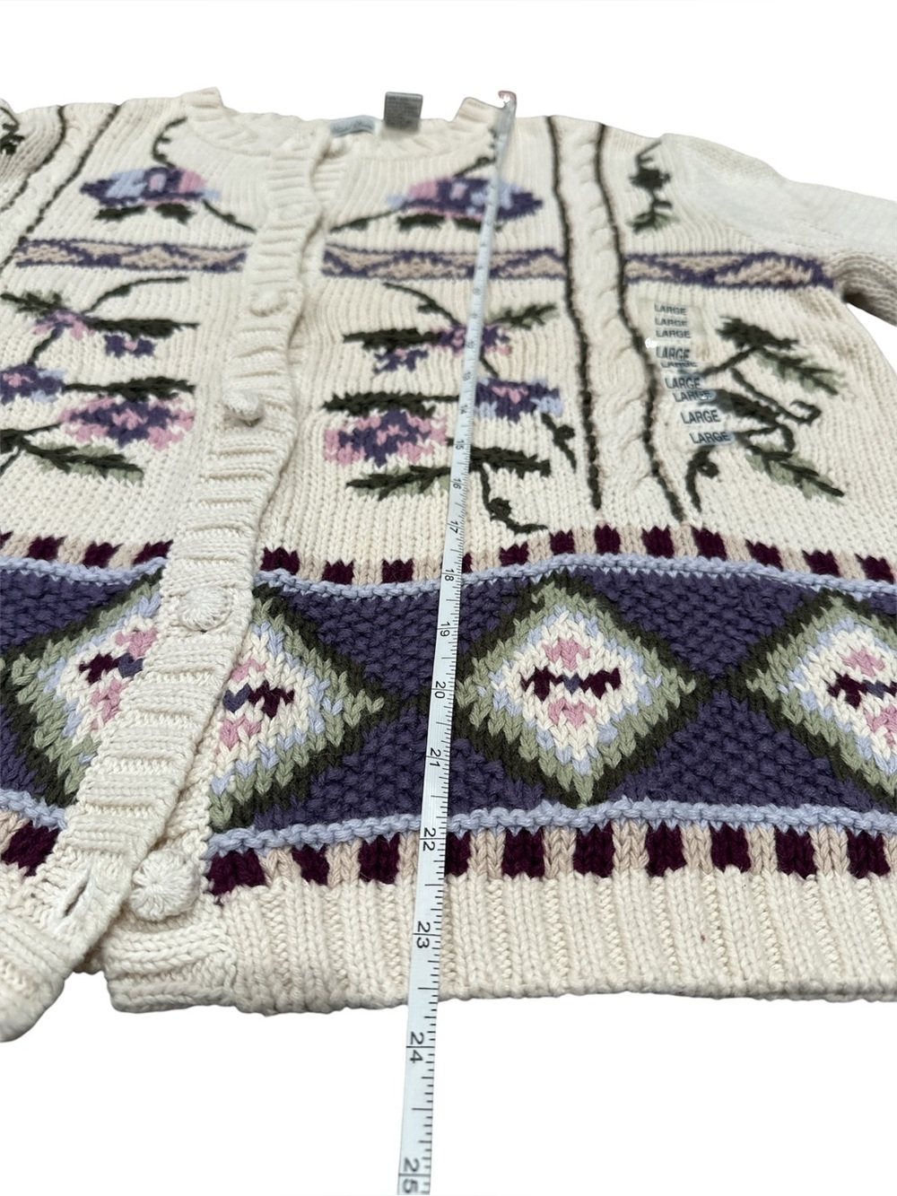 NWT David Loren Vintage Floral Embroidered Cardigan Sweater - Large - Picture 16 of 16